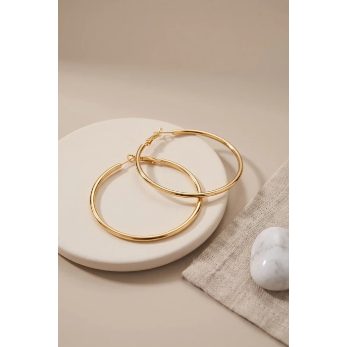 316L Çelik Gold Renk 46 mm Halka Küpe TJ-BKP12008