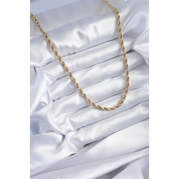 316L Çelik Gold Renk 60 cm Burgu Model Kadın Kolye 5886