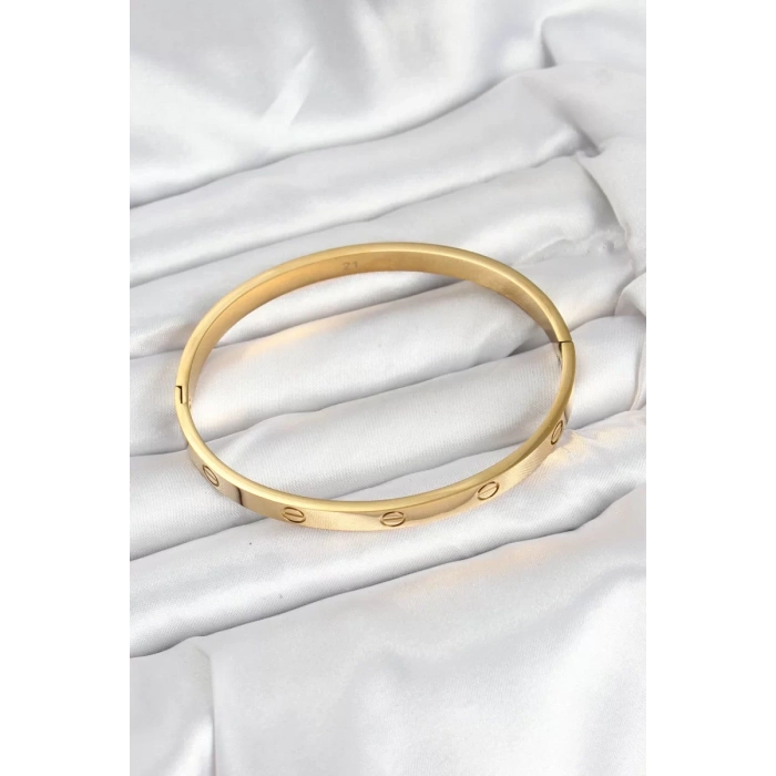 316L Çelik Gold Renk 65 mm Kadın Kelepçe Bileklik - TJ-BB7912