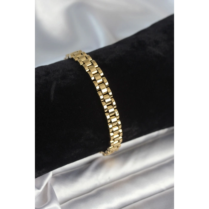 316L Çelik Gold Renk 7 mm Kalınlık Erkek Bileklik 5886