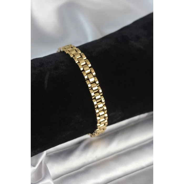316L Çelik Gold Renk 7 mm Kalınlık Erkek Bileklik - TJ-EB3763