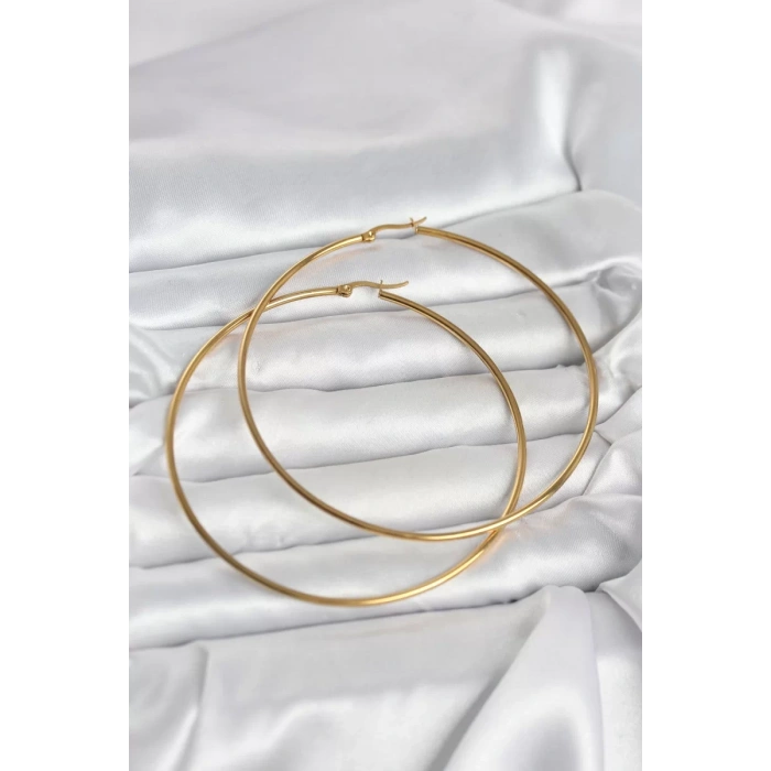 316L Çelik Gold Renk 80 mm Kadın Halka Küpe - TJ-BKP11688