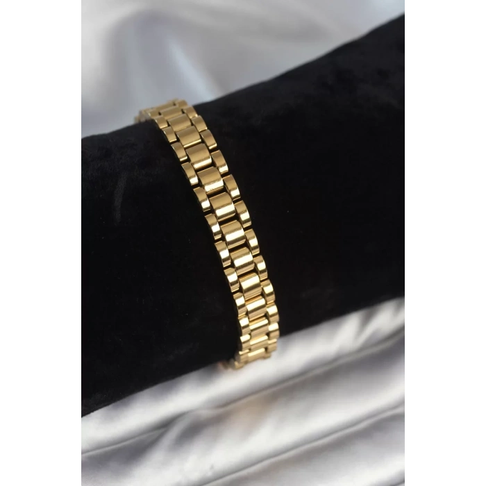 316L Çelik Gold Renk 9 mm Kalınlık Erkek Bileklik - TJ-EB3770