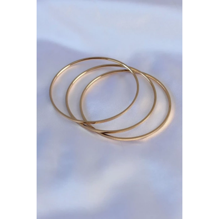 316L Çelik Gold Renk Ajda Model Kadın 65 mm Bilezik - TJ-BB5361