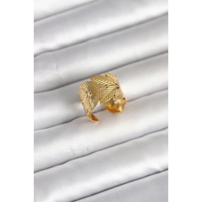 316L Çelik Gold Renk Başak Modeli Kadın Yüzük - TJ-BYK4162