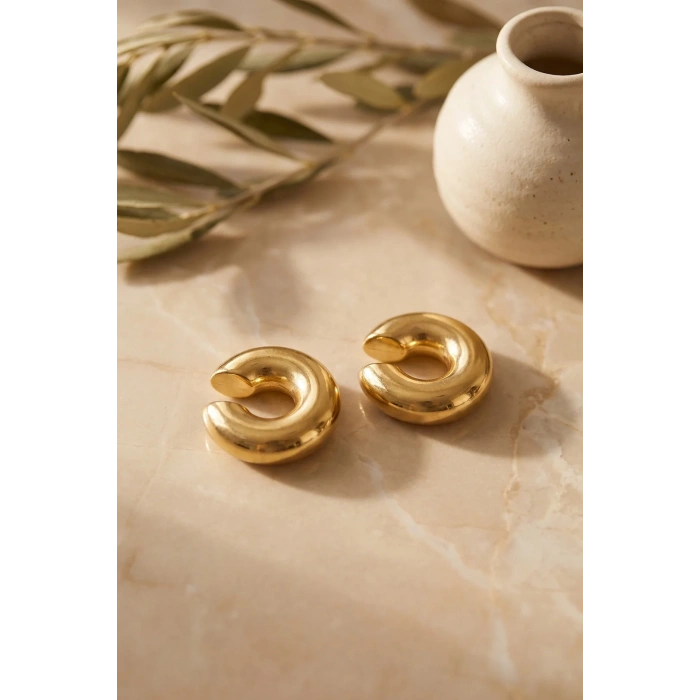 316L Çelik Gold Renk Çiftli Earcuff Küpe