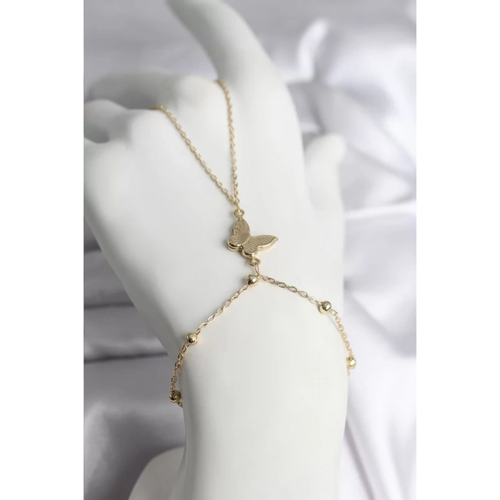 316L Çelik Gold Renk Kelebek Model Kadın Şahmeran - TJ-SN732