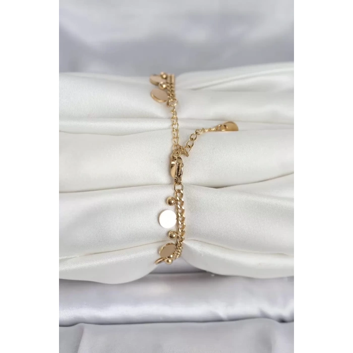 316L Çelik Gold Renk Pullu Model Kadın Bileklik - TJ-BB8383