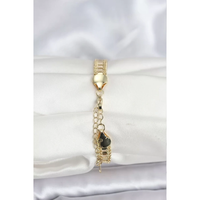 316L Çelik Gold Renk Pullu Zincir Model Kadın Bileklik - TJ-BB8159