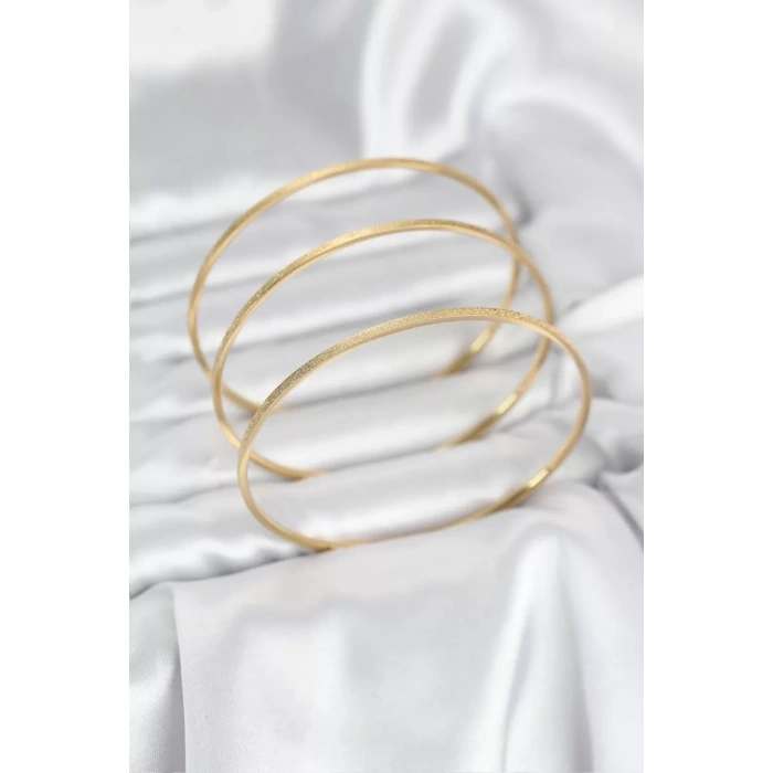 316L Çelik Gold Renk Simli Model Ajda 65 mm Kadın Bileklik TJ-BB8076