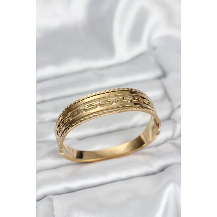 316L Çelik Gold Renk Vintage Model Kadın Kelepçe Bileklik - TJ-BB8071