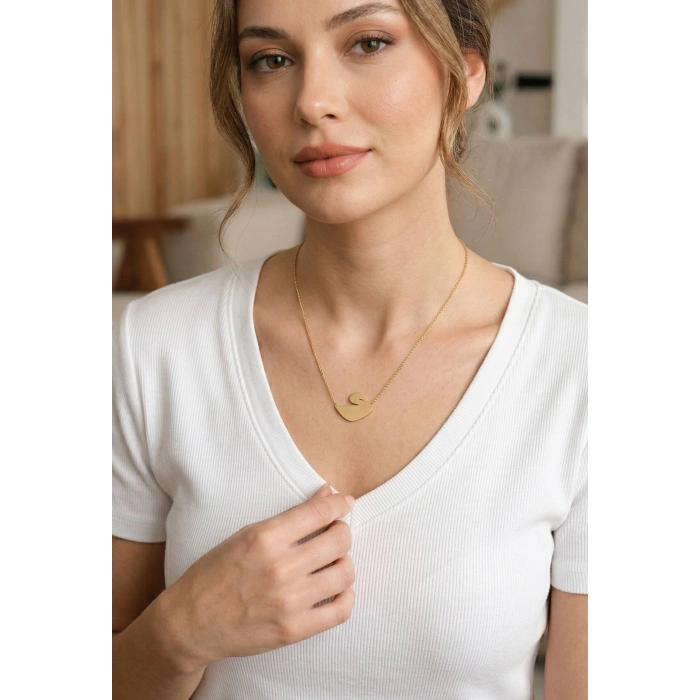 316L Çelik Gold Renk Zincir Kuğu Model Kadın Kolye 5886