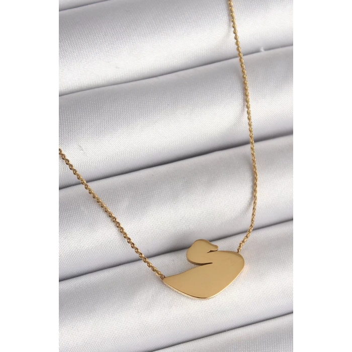 316L Çelik Gold Renk Zincir Kuğu Model Kadın Kolye - TJ-BKO9873