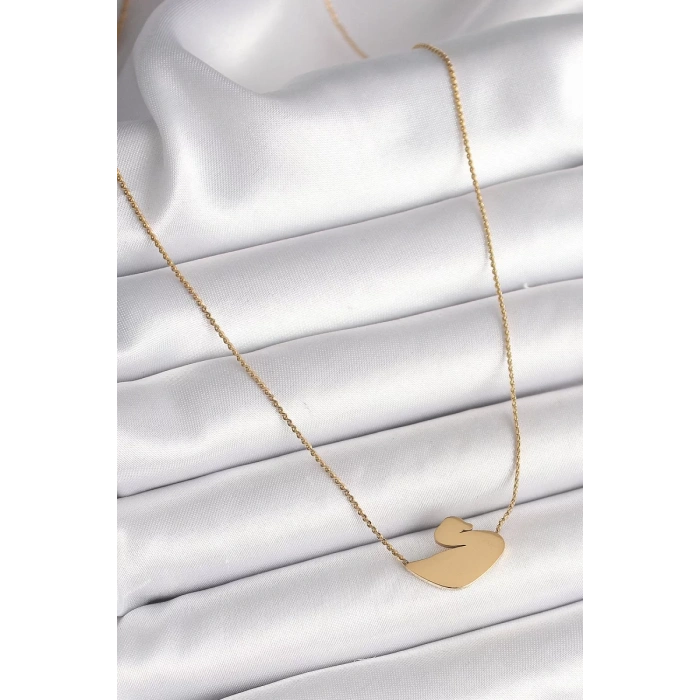 316L Çelik Gold Renk Zincir Kuğu Model Kadın Kolye - TJ-BKO9873