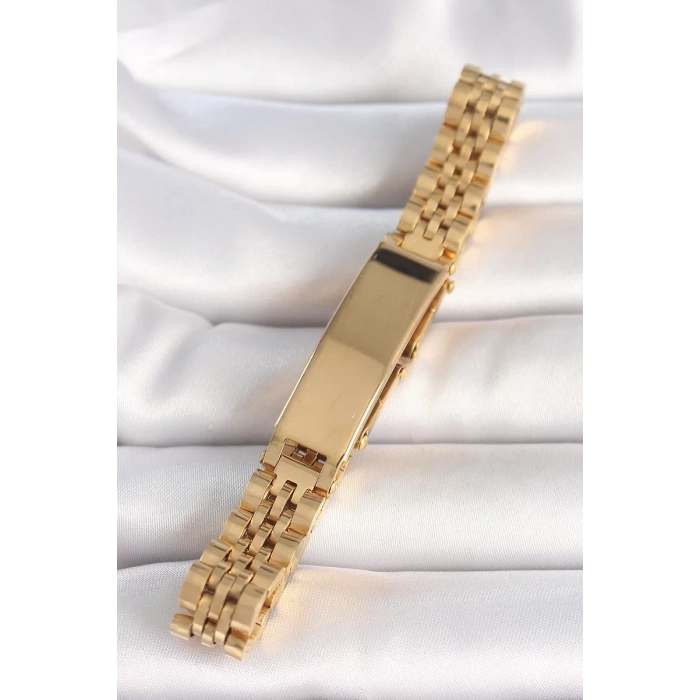 316L Çelik Gold Renk Zincir Künye Model Erkek Bileklik - TJ-EB3719