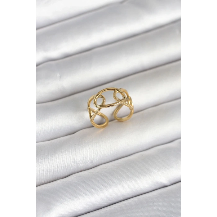 316L Çelik Gold Renk Zincir Model Kadın Yüzük 5886