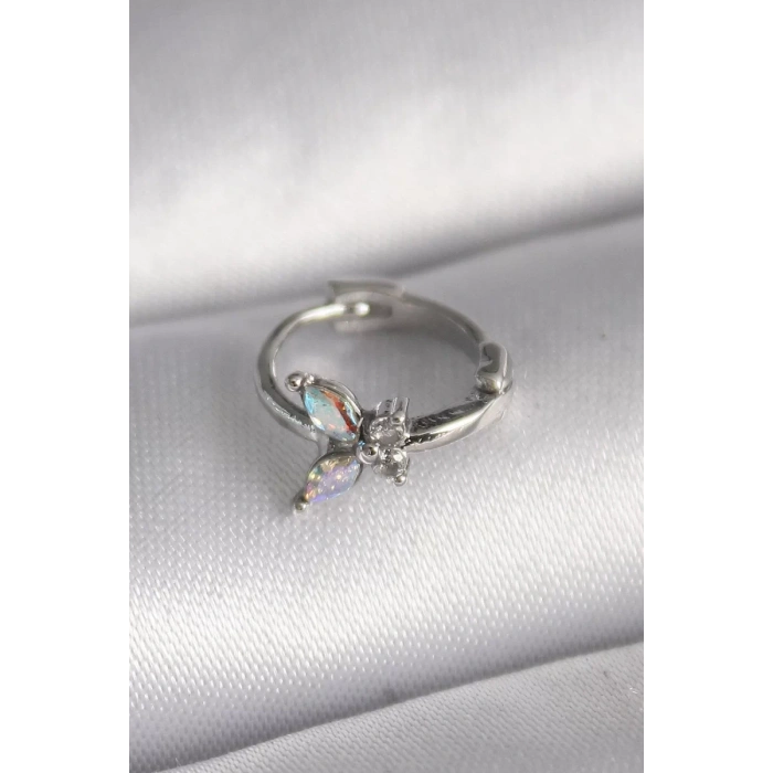 316L Çelik Gümüş Renk Zirkon Taşlı Kelebek Model Tragus Piercing - TJ-PR1327