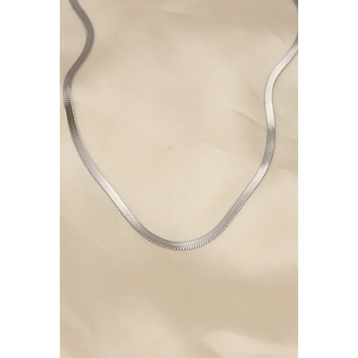 316L Çelik Silver Renk 45 cm İtalyan Zincir Model Kadın Kolye 5886
