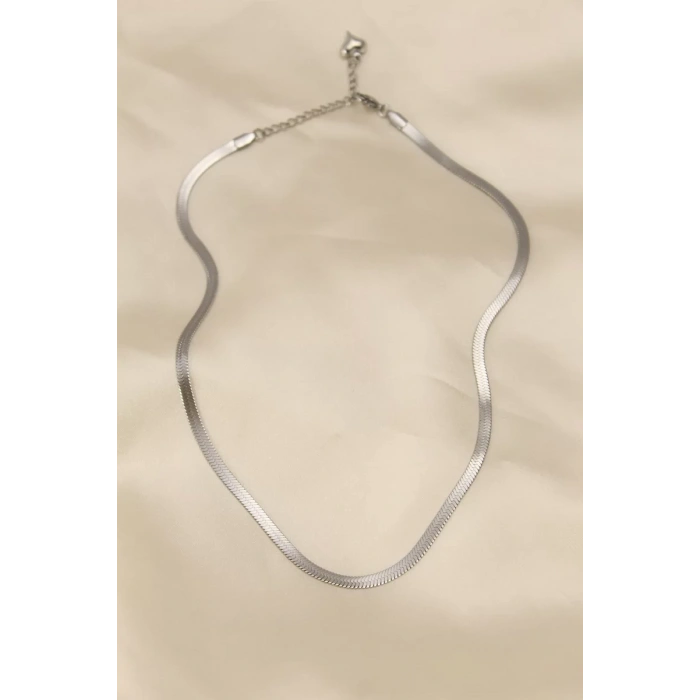 316L Çelik Silver Renk 45 cm İtalyan Zincir Model Kadın Kolye - TJ-BKO5903