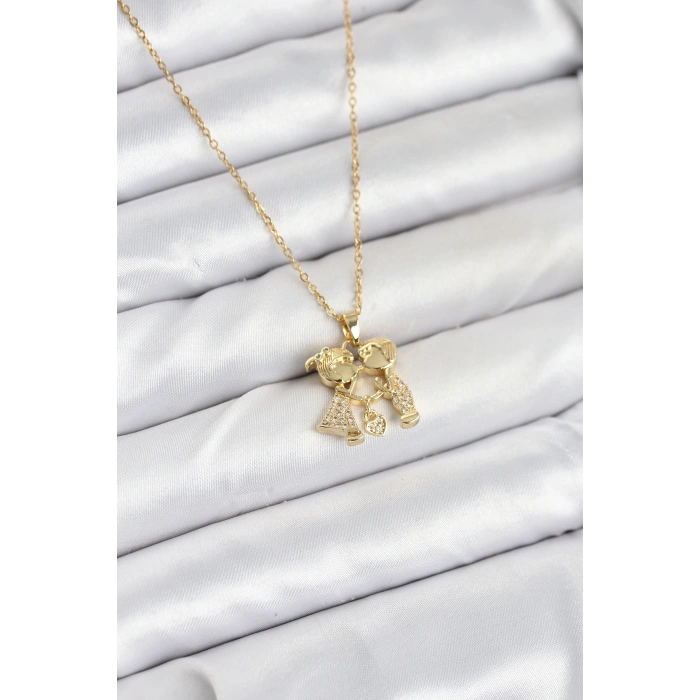 316L Çelik Zincir Gold Renk Erkek Kız Model Kadın Kolye 5886