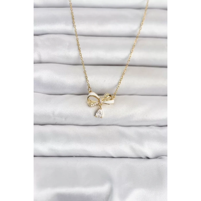 316L Çelik Zincir Gold Renk Fiyonk Model Kadın Kolye TJ-BKO11092