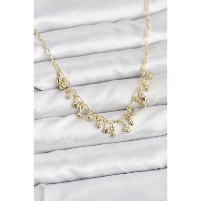 316L Çelik Zincir Gold Renk Kadın Kolye - TJ-BKO10786