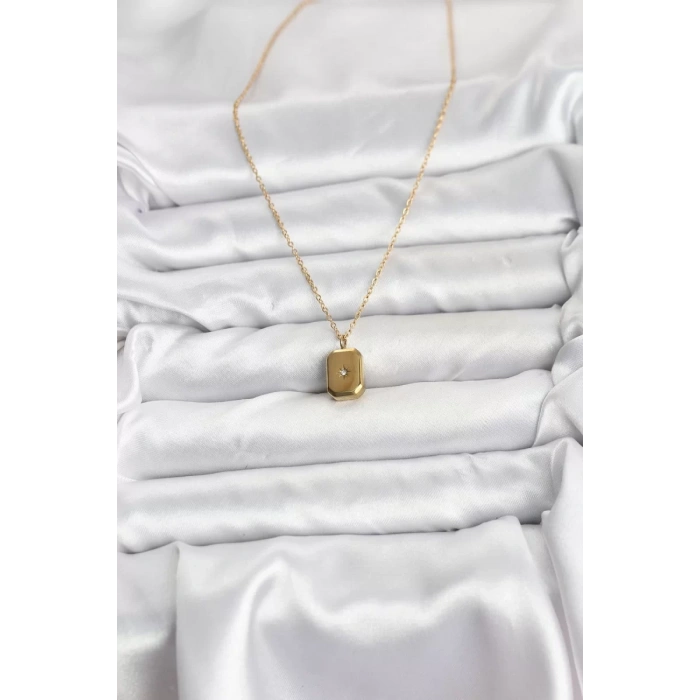 316L Çelik Zincir Gold Renk Minimal Kutup Yıldızı Model Kadın Kolye - TJ-BKO10683