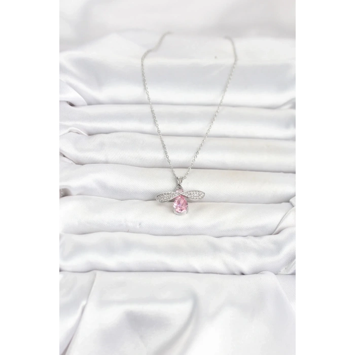 316L Çelik Zincir Gümüş Renk Sinek Model Kadın Kolye