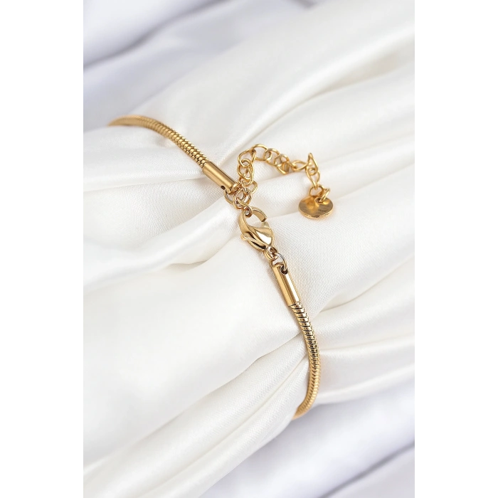 316L Çelik Zirkon Taşlı Göz Charm Model Gold Renk Kadın Bileklik 5886
