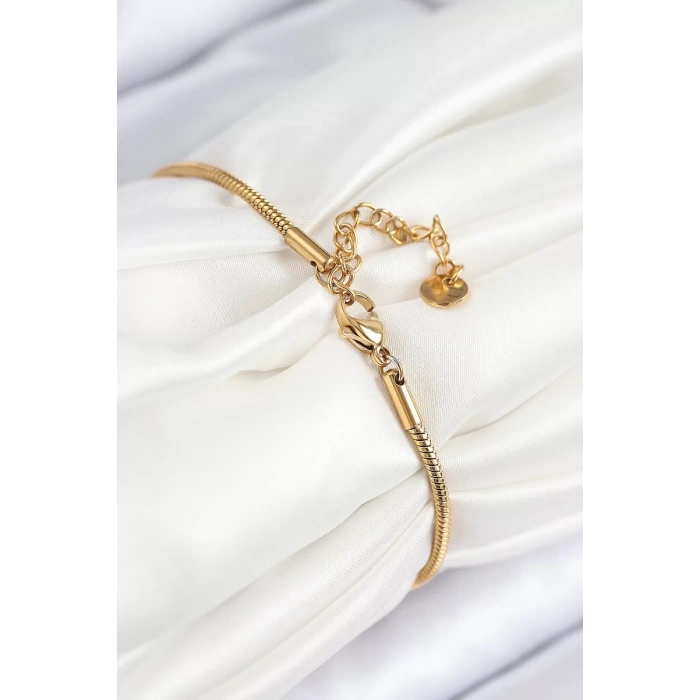 316L Çelik Zirkon Taşlı Göz Charm Model Gold Renk Kadın Bileklik - TJ-BB7842