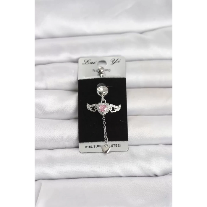 316L Cerrahi Çelik Kanatlı Kalp Model Göbek Piercing TJ-PR1402