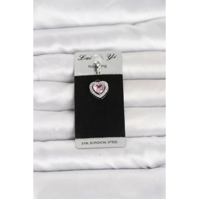 316L Cerrahi Çelik Pembe Kalp Model Göbek Piercing TJ-PR1411