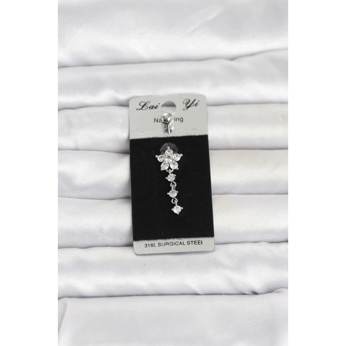 316L Cerrahi Çelik Sallantılı Çiçek Model Göbek Piercing