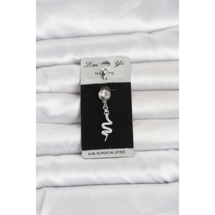 316L Cerrahi Çelik Sallantılı Yılan Model Göbek Piercing 5886