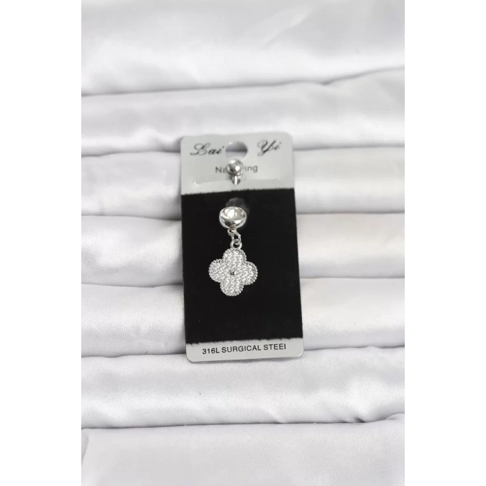 316L Cerrahi Çelik Sallantılı Yonca Model Göbek Piercing TJ-PR1388