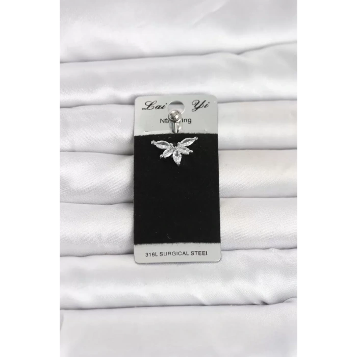 316L Cerrahi Çelik Zirkon Taşlı Göbek Piercing TJ-PR1393