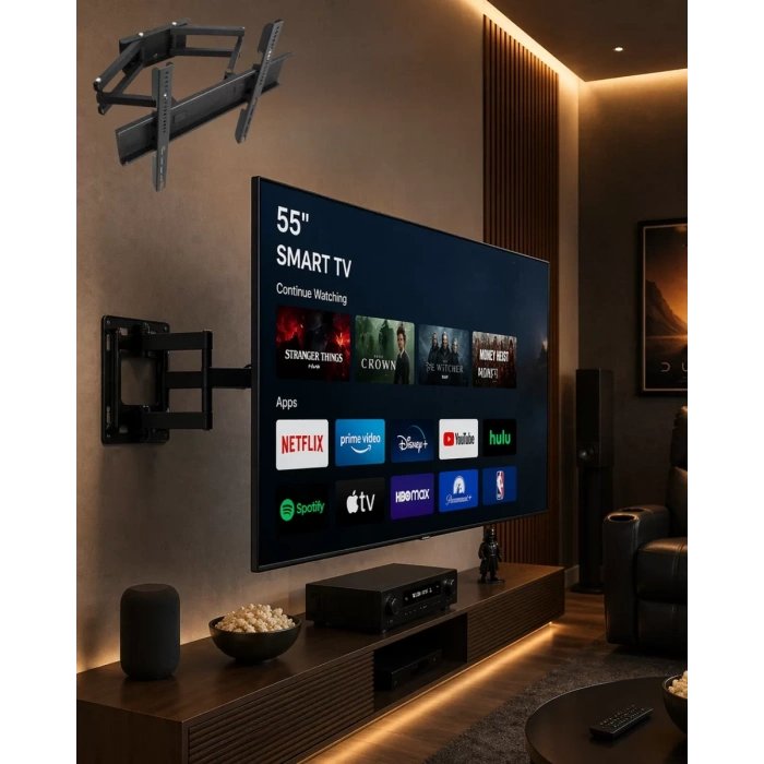 32 55 İnç Televizyon Askı Aparatı Duvara Monte Hareketli TV Tutucu