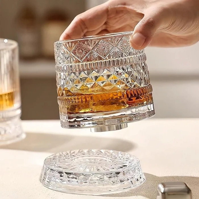 360 Derece Dönen Bardak - 280 ml - Kristal Cam