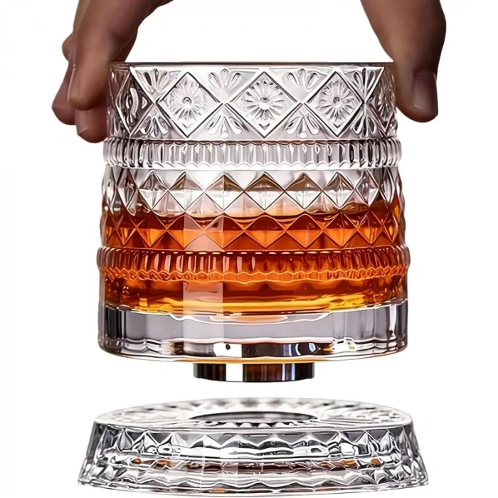 360 Derece Dönen Bardak - 280 ml - Kristal Cam