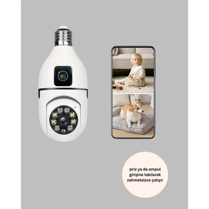 360 Derece Panoramik WiFi Kamera – Full HD Ev Güvenlik Sistemi