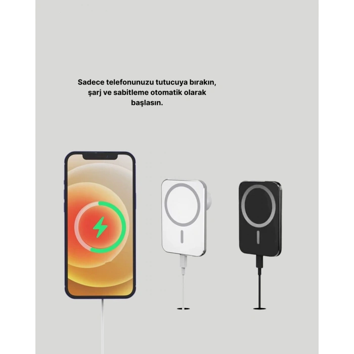 360° Döner Başlıklı MagSafe Araç Telefon Tutucu 15W Güvenli Kablosuz Şarj