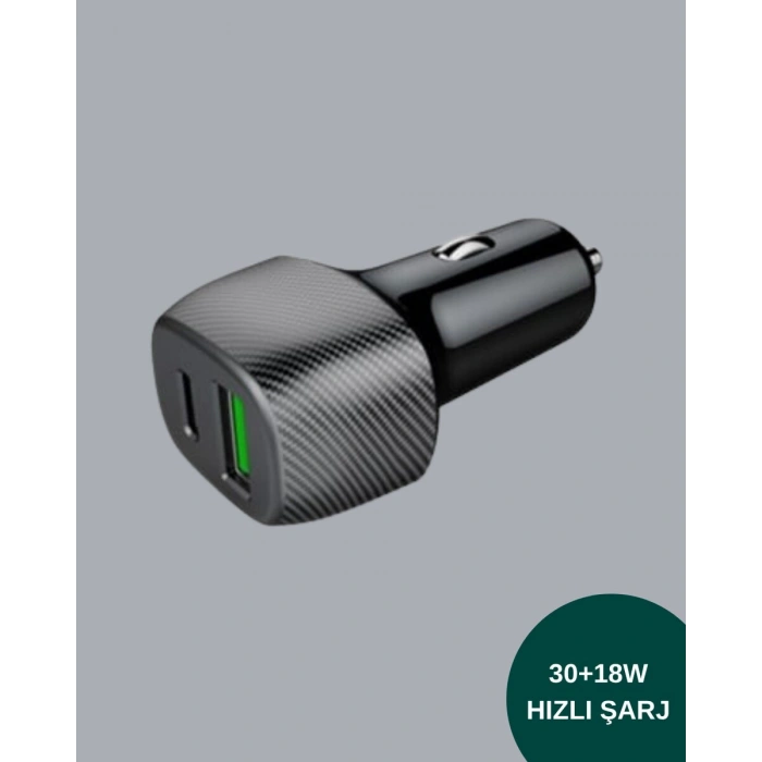 38W Çift Çıkışlı Araç Şarj Cihazı – Type-C ve USB PD Destekli