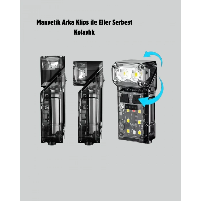 3’ü 1 Arada LED Far Şarj Edilebilir Sensörlü Manyetik 10 Saat Kullanım