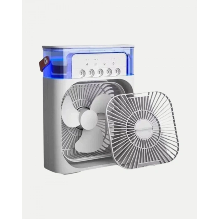 3’ü 1 Arada Mini Klima Fan USB Şarjlı 7 Renk Gece Lambalı ve Nemlendirici