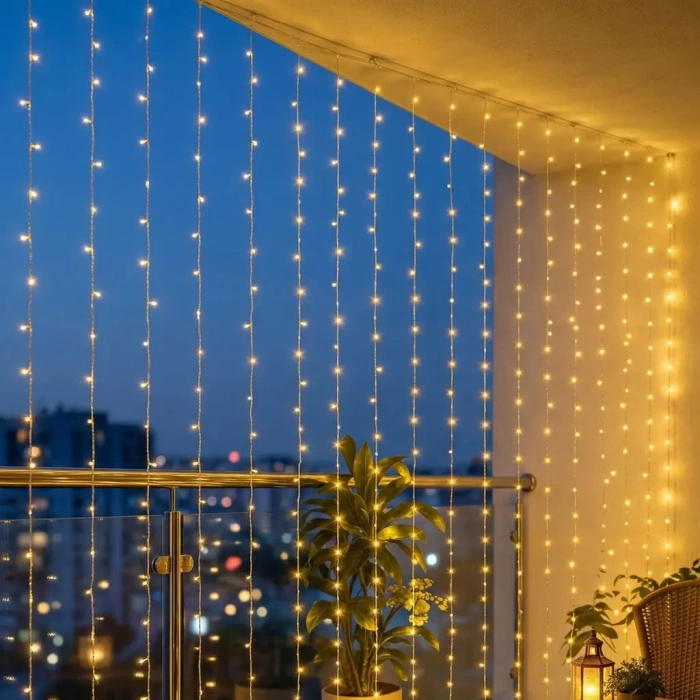 3x2 M Premium Perde LED - 8 Fonksiyonlu Su Geçirmez İç Dış Mekan Teras Dekor Işıkları