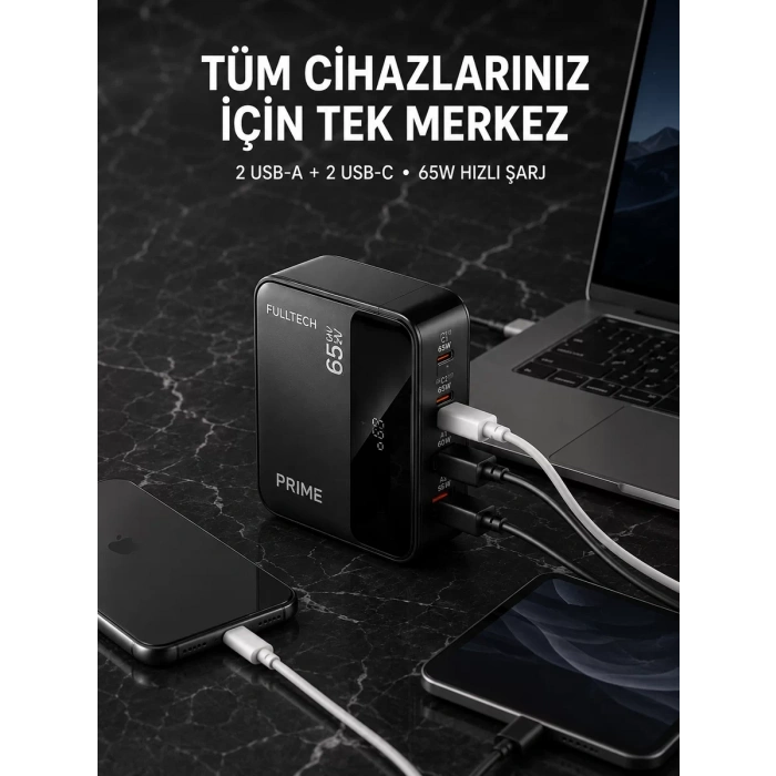 4 Portlu GaN Masaüstü Hızlı Şarj İstasyonu