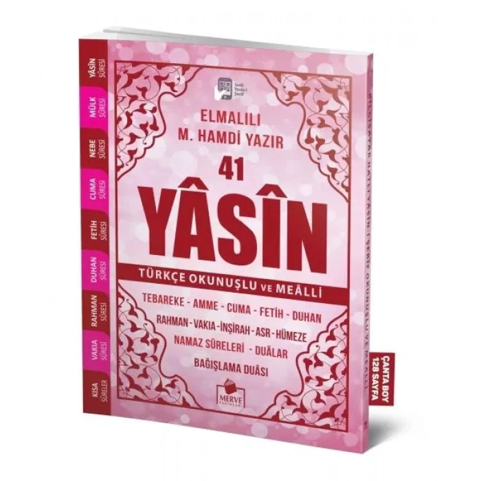 41 Yasin Çanta Boy Türkçe Okunuşlu ve Mealli Pembe Kapak