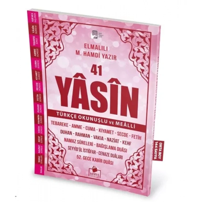 41 Yasin Türkçe Okunuşlu ve Mealli-Pembe Kapak Orta Boy