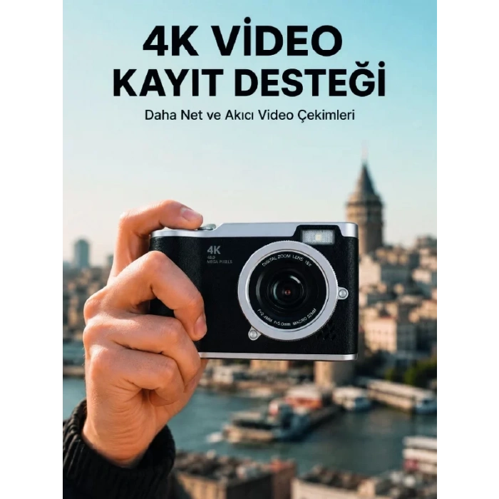 48 MP Dijital Kamera 4K Video Çekim Özellikli Kompakt Tasarım