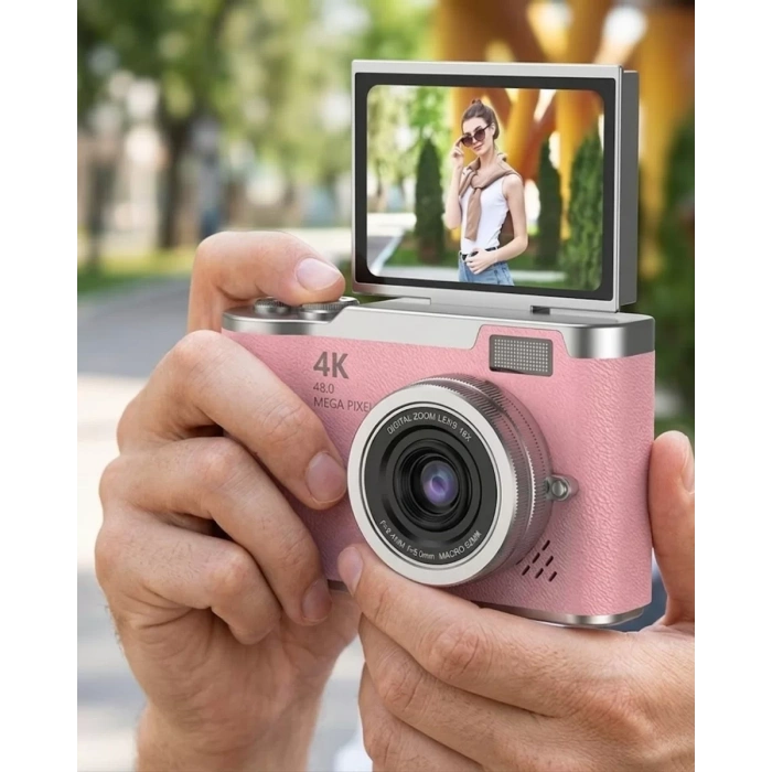 48 MP Dijital Kamera Flip Ekran 18x Zoom Vlog Selfie Kamera